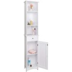 Eugad meuble colonne armoire sur pied pour salle de bain avec tiroir 33x23x165cm blanc