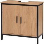 Eugad meuble sous lavabo 60x30x60cm armoire sous vasque en bois artificiel chne clair et en mtal noir ...