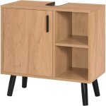 Eugad meuble sous lavabo 60x30x60cm armoire sous vasque avec cloison chne clair et en mtal noir 0158wy ...
