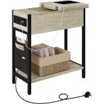 Eugad table dappoint avec usb + prises table basse avec pochette bout de canap plateau rabattable chne ...