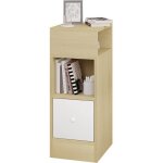 Eugad table de chevet �troite table de nuit avec 2 compartiments ouverts et 1 tiroir 25x30x66cm ch�ne ...
