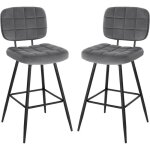 Eugad tabouret bar lot de 2 chaise de bar tabouret de cuisine en velours et mtal sige rembourr gris ...