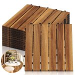 Eulenke 11pcs dalles de terrasse en bois dacacia pour 30 x 30 cm jardin ext�rieur sol ext�rieurd�coupe ...