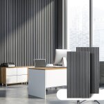 Eulenke lot 6 pi�ces panneaux acoustiques aspect bois en mdf acoustique - gris - feutrine noir - 60 x ...