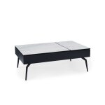 Evania - table basse  plateau relevable en cramique blanc et coffre de rangement