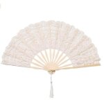 Eventail marie dentelle soie bois brode blanc toile jute dentelle pochette mariage accessoires dcoration ...