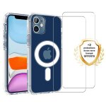 Evetane coque anti - choc magsafe compatible iphone 12 mini transparente + 2 vitres