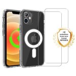 Evetane coque anti - choc magsafe compatible iphone 12 / 12 pro transparente + 2 vitres