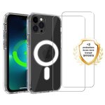 Evetane coque anti - choc magsafe compatible iphone 13 pro transparente + 2 vitres
