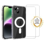 Evetane coque anti - choc magsafe compatible iphone 14 plus transparente + 2 vitres