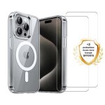 Evetane coque anti - choc magsafe compatible iphone 16 pro max transparente + 2 vitres