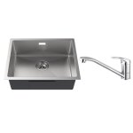 �vier 1 bac 55x44x19cm �vier sous plan en inox avec robinet de cuisine rotation � 360� trop - plein et ...