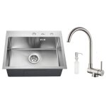 vier 1 bac 55x45x185 cm vier bross avec robinet cuisine rabattable et distributeur de savon vier ...