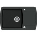 Evier 1 bac avec égouttoir - granit noir - 50 cm - a encastrer - réversible Evier 1 bac avec égouttoir - granit noir - 50 cm - a encastrer - réversible