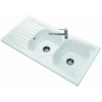 Evier 2 bacs windsor plus - dimensions : 120x 60 cm - en céramique - blanc brillant - avec égouttoir Evier 2 bacs windsor plus - dimensions : 120x 60 cm - en céramique - blanc brillant - avec égouttoir