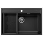 �vier un bac en granit - anycee max - anycee max - 70x46 cm - noir - avec panier �gouttoir