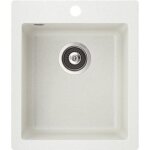 Evier carr� 1 bac en granit blanc - a encastrer - 425x500x195mm