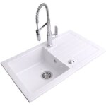 Evier c�ramique blanc celestin 1 bac 1 �gouttoir