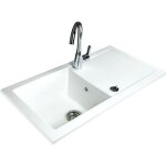 Evier cramique blanc gaspard 1 bac 1 gouttoir