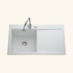 Evier cramique blanc mat systemceram cleya 1 grand bac - gouttoir droite