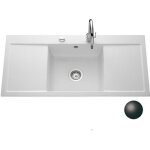 Evier cramique noir mat systemceram cleya 1 grand bac 2 gouttoirs