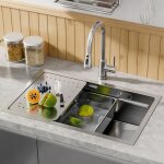 �vier cuisine 1 bac - cecipa max - 70x44 cm - sous - plan - robinet extractible - plaque de d�cong�lation ...