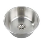 Evier de cuisine 1 bac rond - jeobest - avec gouttoir vidage complet - acier inoxydable - gris