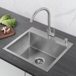 Évier de cuisine carré 50 * 45cm en inox 1 bac - auralum - carré - gris - 201 en acier inoxydable - nickel ... Évier de cuisine carré 50 * 45cm en inox 1 bac - auralum - carré - gris - 201 en acier inoxydable - nickel ...