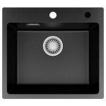 �vier de cuisine - cecipa max - 50x45cm - noir - 1 bac en granit - r�sistant aux chocs