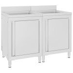 �viers de cuisine commerciaux - vidaxl - 2 bacs - acier inoxydable