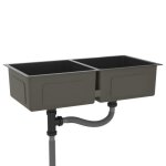 vier de cuisine - cuque - ab51523 - acier inoxydable - noir - 2 bacs - 865 x 44 cm