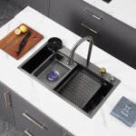 Évier de cuisine dnkelar®evier inox professionnel 304 noirensemble dévier domestiqueintégré avec robinet ... Évier de cuisine dnkelar®evier inox professionnel 304 noirensemble dévier domestiqueintégré avec robinet ...