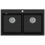 Évier de cuisine encastrable à 2 bacs en granite - 860 x 510 mm - noir Évier de cuisine encastrable à 2 bacs en granite - 860 x 510 mm - noir