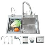 �vier de cuisine encastrablecuve simple en acier inoxydable robinet bec r�tractable distributeur de savonnicke ...