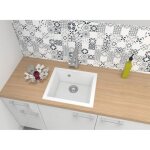 �vier de cuisine encastr� granit blanc respekta - ohio - 50 x 44 - 1 bac - manuel - sans �gouttoir