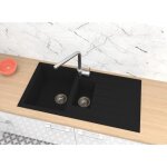 �vier de cuisine �vier encastr� granit �vier min�ralite 100 x 50 noir respekta