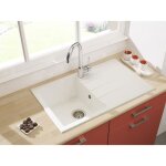 vier de cuisine encastr en minralite blanc - respekta - houston - 1 bac - rversible - 80x50cm