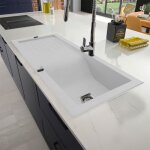vier de cuisine  encastrer 1 cuve bac en rsine minrale blanc 86 x 50 cm