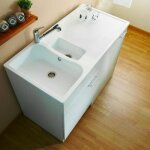 vier de cuisine - fabrication francaise - 120 x 60 cm - 1 grande cuve - 1 petite cuve - gouttoir rversible ...