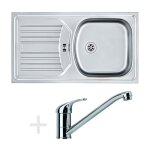 vier de cuisine - franke - colonnes - inox - 1 bac et demi - gouttoir rversible