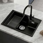 �vier 1 bac en granit - cecipa max - 65x45 cm - � encastrer - pour armoire 80 cm - noir