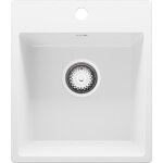 Primagran evier cuisine en granit blanc 38x44cm lavabo 1 bac + kit de vidage �vier � encastrer au meuble ...