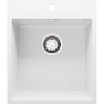 Primagran evier cuisine en granit blanc 43x50cm lavabo 1 bac + kit de vidage �vier � encastrer au meuble ...