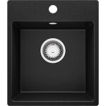 Primagran evier cuisine en granit noir 38x44cm lavabo 1 bac + kit de vidage �vier � encastrer au meuble ...