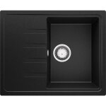Primagran evier cuisine en granit noir 62x50cm lavabo 1 bac + kit de vidage �vier � encastrer au meuble ...