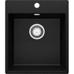 Primagran evier cuisine en granit noir m�tallis� 43x50cm lavabo 1 bac + kit de vidage �vier � encastrer ...