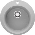 Evier cuisine en granit rond gris 50 x 50 cm �vier 1 bac + kit de vidage �vier encastrer au meuble 45cm ...