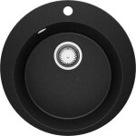 Primagran evier cuisine granit rond noir m�tallis� 50x50cm evier 1 bac + accessoire lavabo cuisine au ...