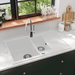 Vidaxl evier de cuisine double lavabo egouttoir encastré réversible avec trou de montage pour robinet ... Vidaxl evier de cuisine double lavabo egouttoir encastré réversible avec trou de montage pour robinet ...