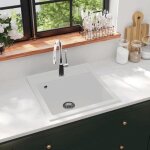 Évier de cuisine en granit - vidaxl - seul lavabo - blanc - résistant à la chaleur et aux rayures Évier de cuisine en granit - vidaxl - seul lavabo - blanc - résistant à la chaleur et aux rayures